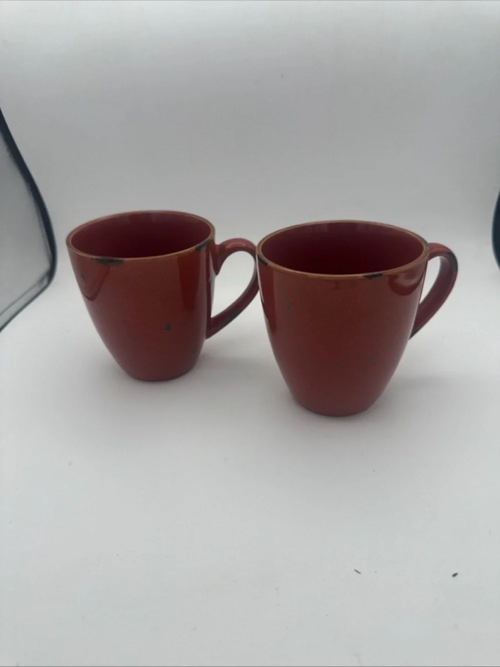Pier 1 Handcrafted Brick Distressed Rustic Coffee Tea Mugs set Of 2